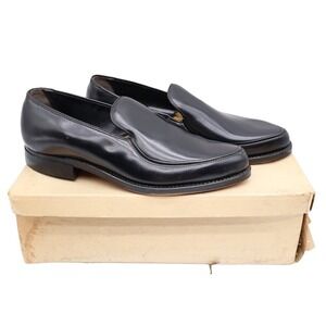 Cedar Crest Loafers Mens 7D Vintage Black Leather Moc Toe Deadstock 14 3270